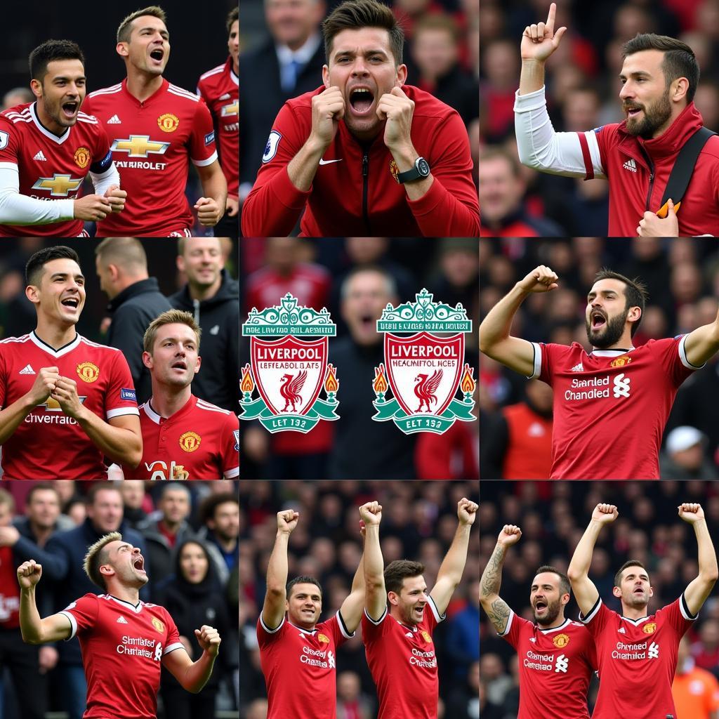 Manchester United and Liverpool Fans: Images of fans from both teams celebrating and showing their support, showcasing the passion and energy of the rivalry.