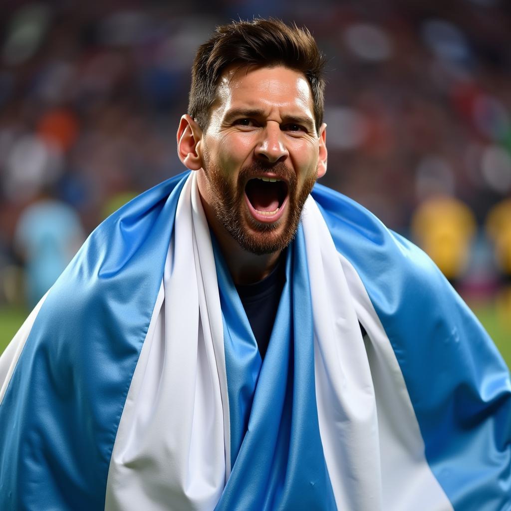 Lionel Messi celebrates Argentina's Copa America win in 2021.