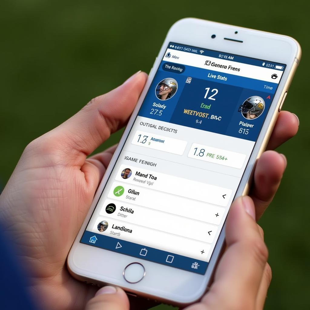 Mobile App Displaying Assumption College Football Live Stats