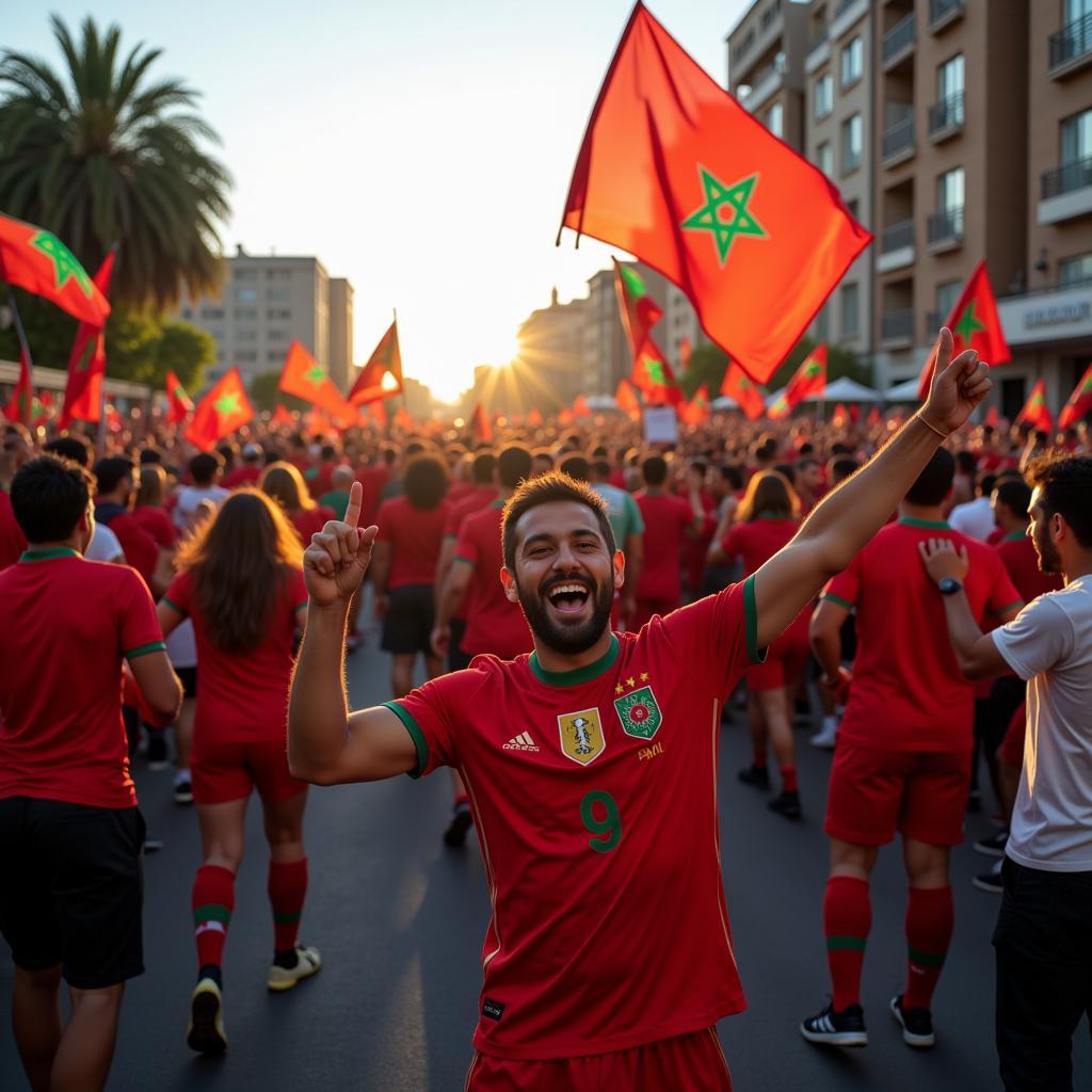 Moroccan fans celebrating their team's historic win