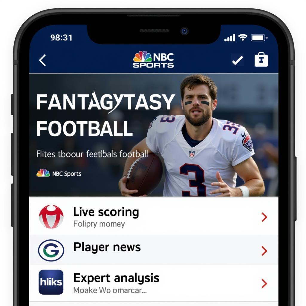 NBC Sports Fantasy Football App Interface