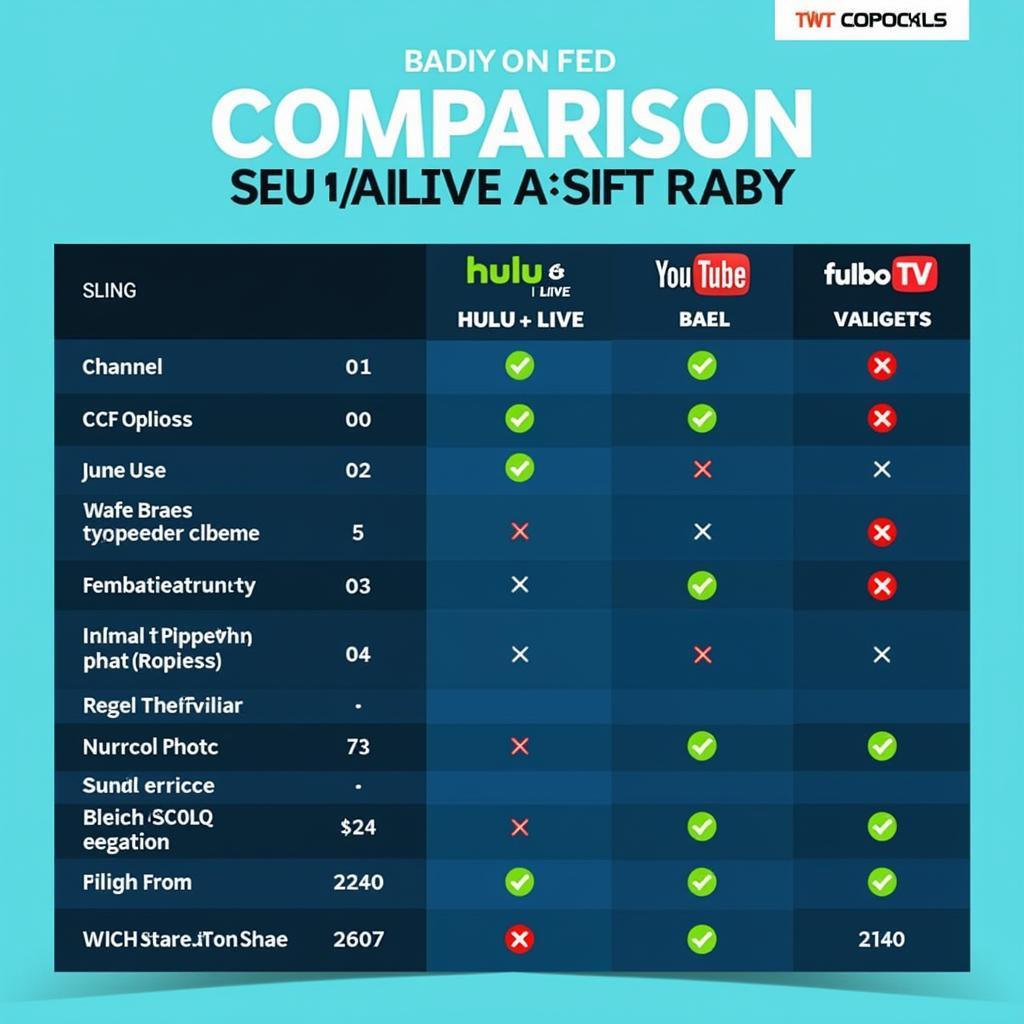 NFL Streaming Service Comparison Chart