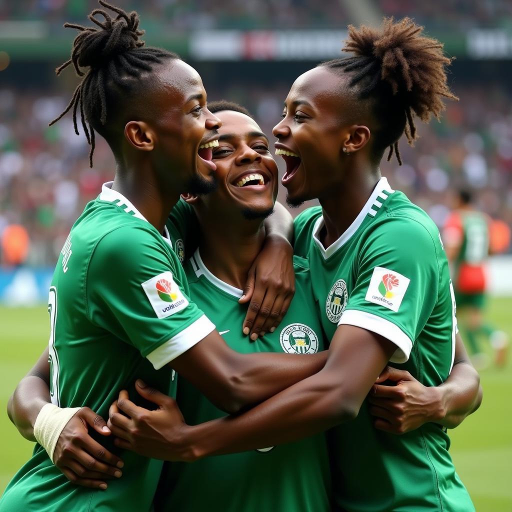 Nigerian football celebration after a goal