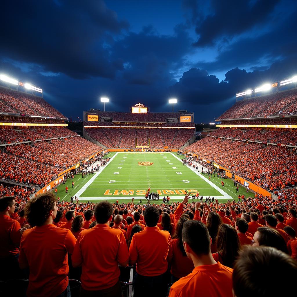 Oklahoma State Football Fans Cheering in the Stadium