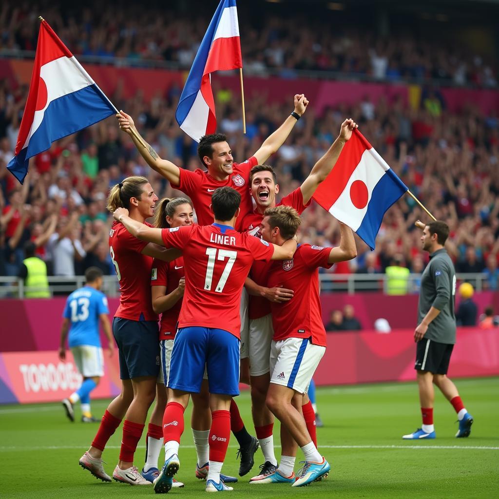 Olympic Football Fans Celebrating a Goal