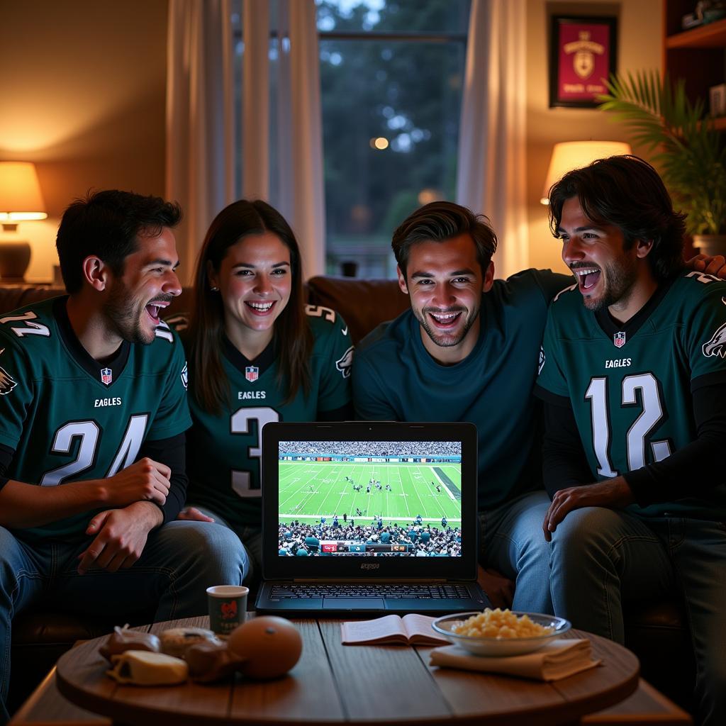 Philadelphia Eagles fans enjoying the game via live stream.