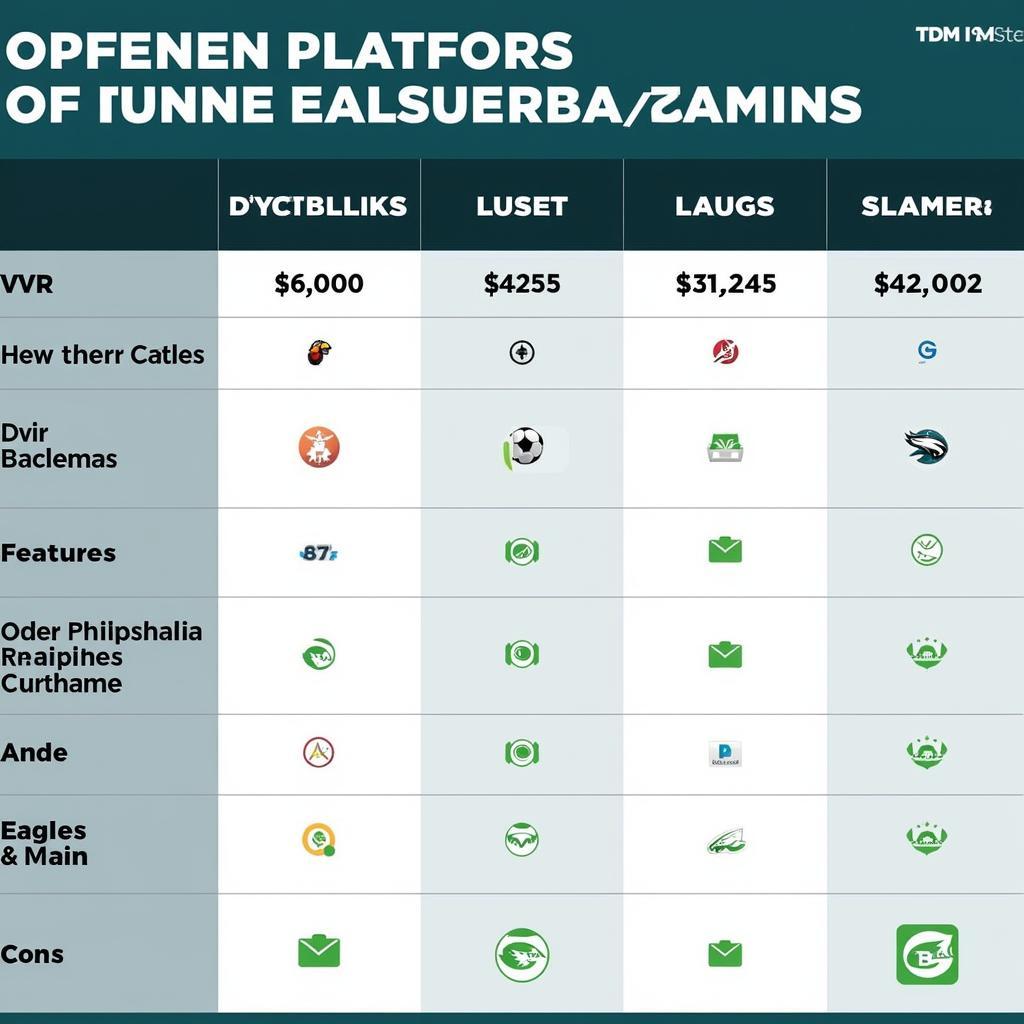 Comparison of Philadelphia Eagles Live Stream platforms.