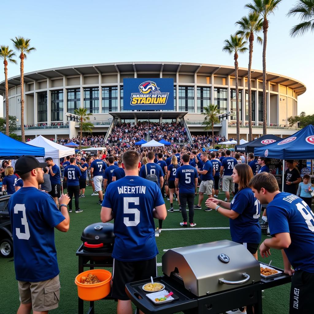 Rams Fans Tailgating Before a Live Game