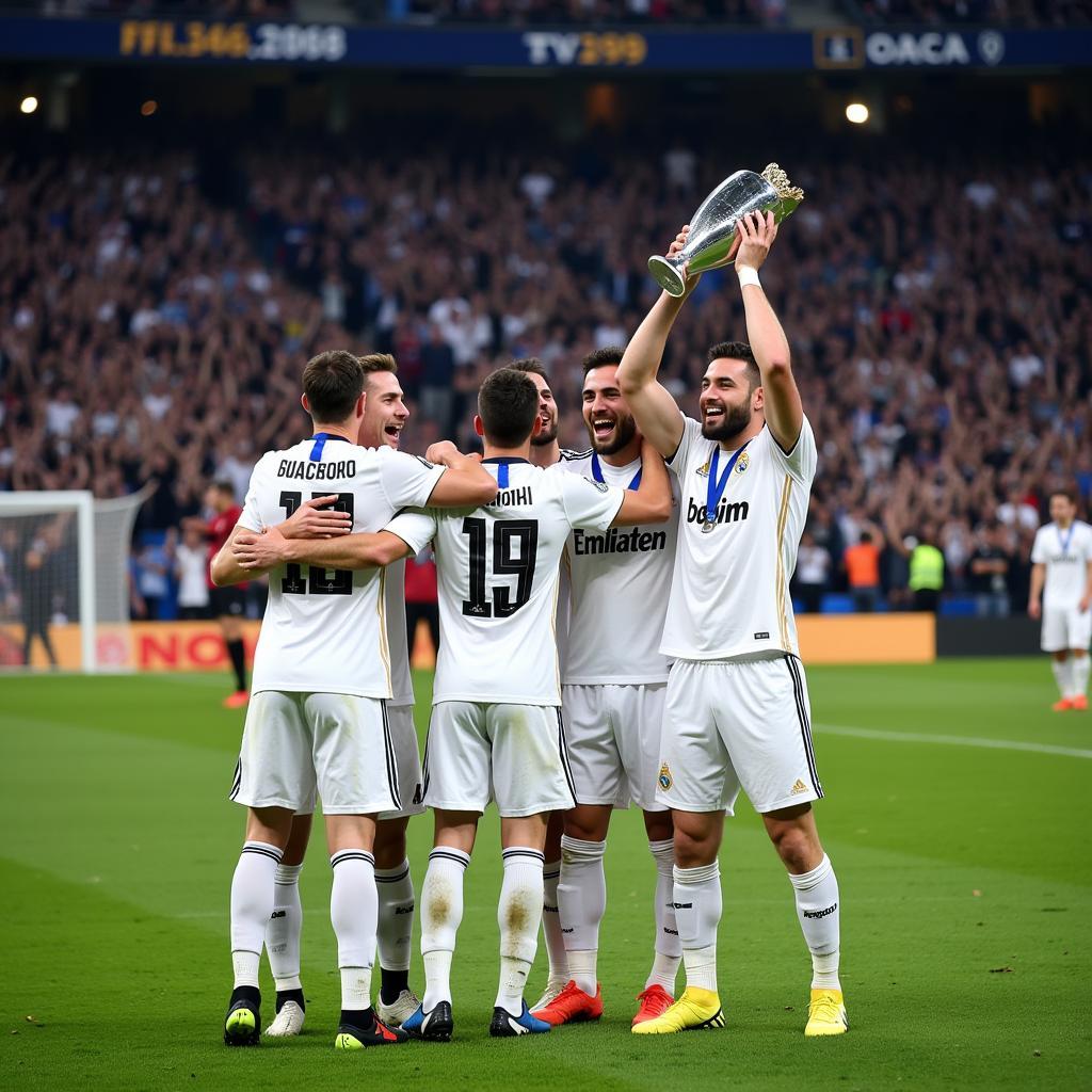 Real Madrid Players Celebrating a Victory