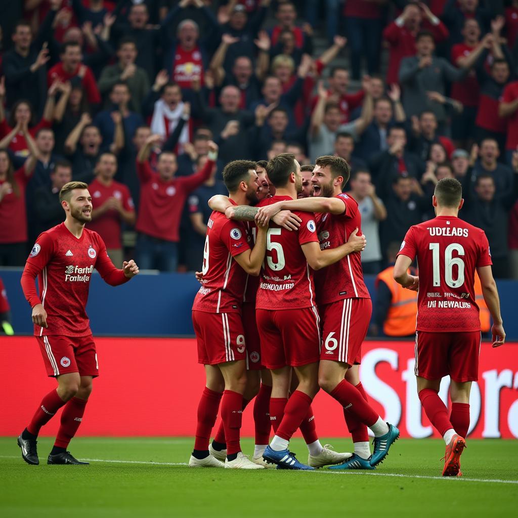 RB Leipzig goal celebration at Red Bull Arena