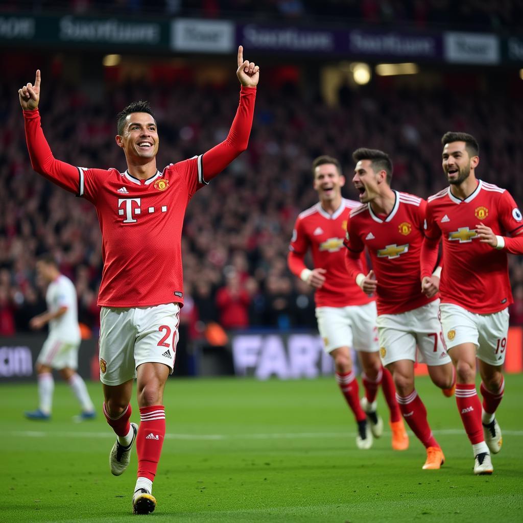 Cristiano Ronaldo celebrating a goal during a live football stream