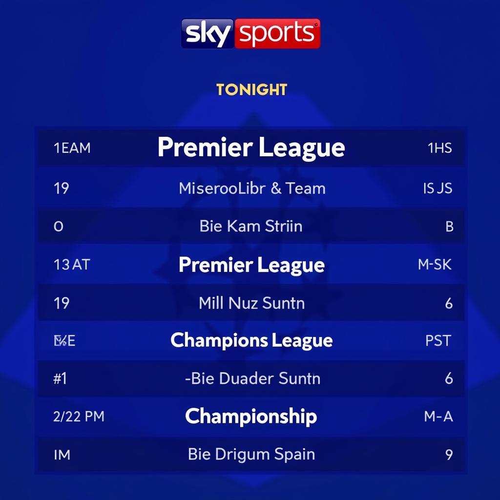 Sky Sports Football Tonight Schedule