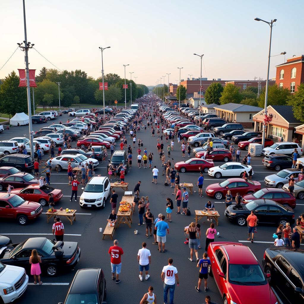 American Football Fans Tailgating Before a Live Game