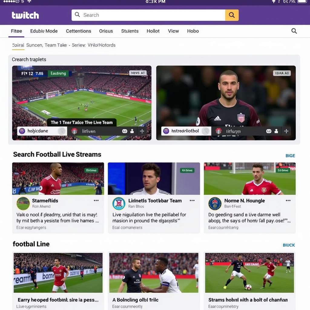 Searching for Football Live Streams on Twitch