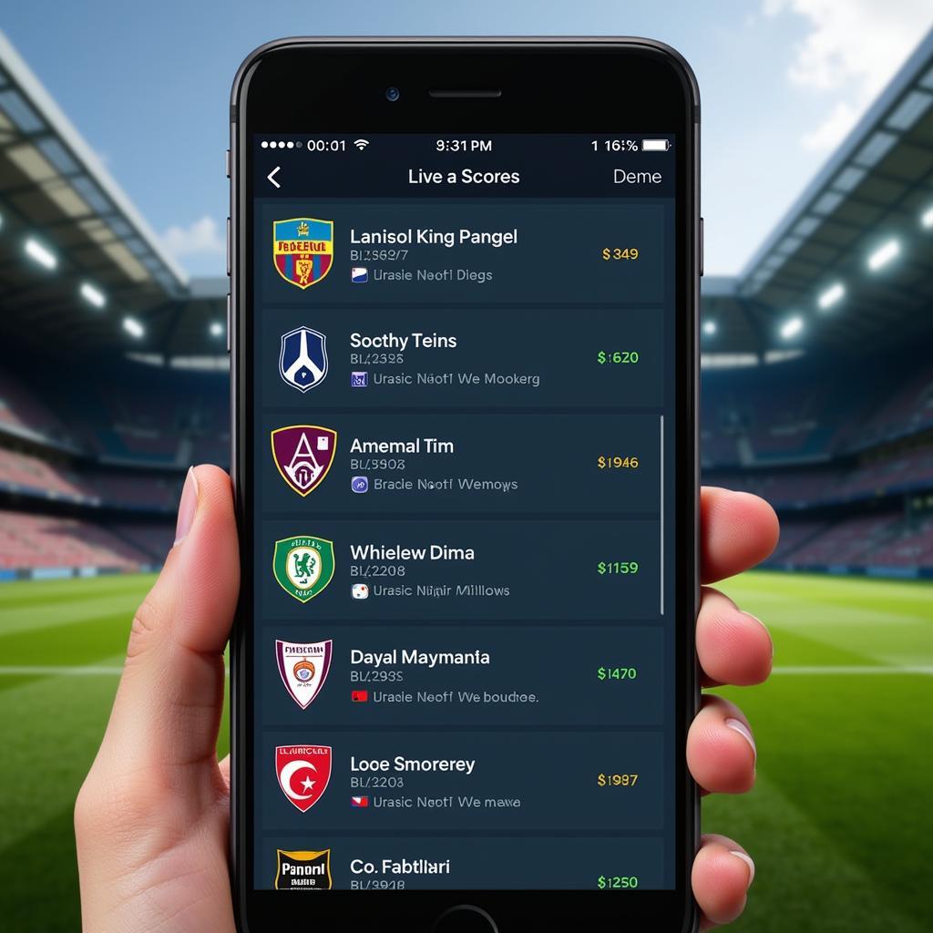 Different Football Live Score Apps Displayed on Smartphone Screen