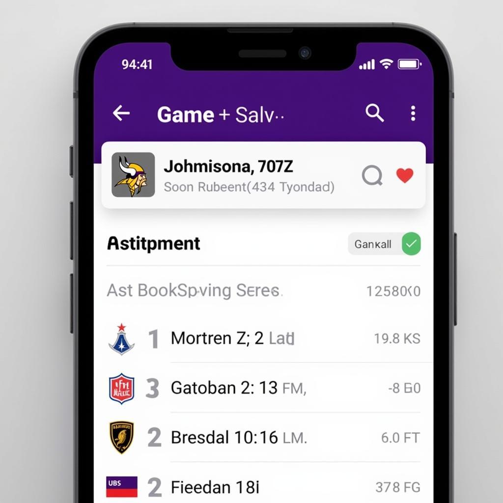 Vikings Game Schedule on Mobile App