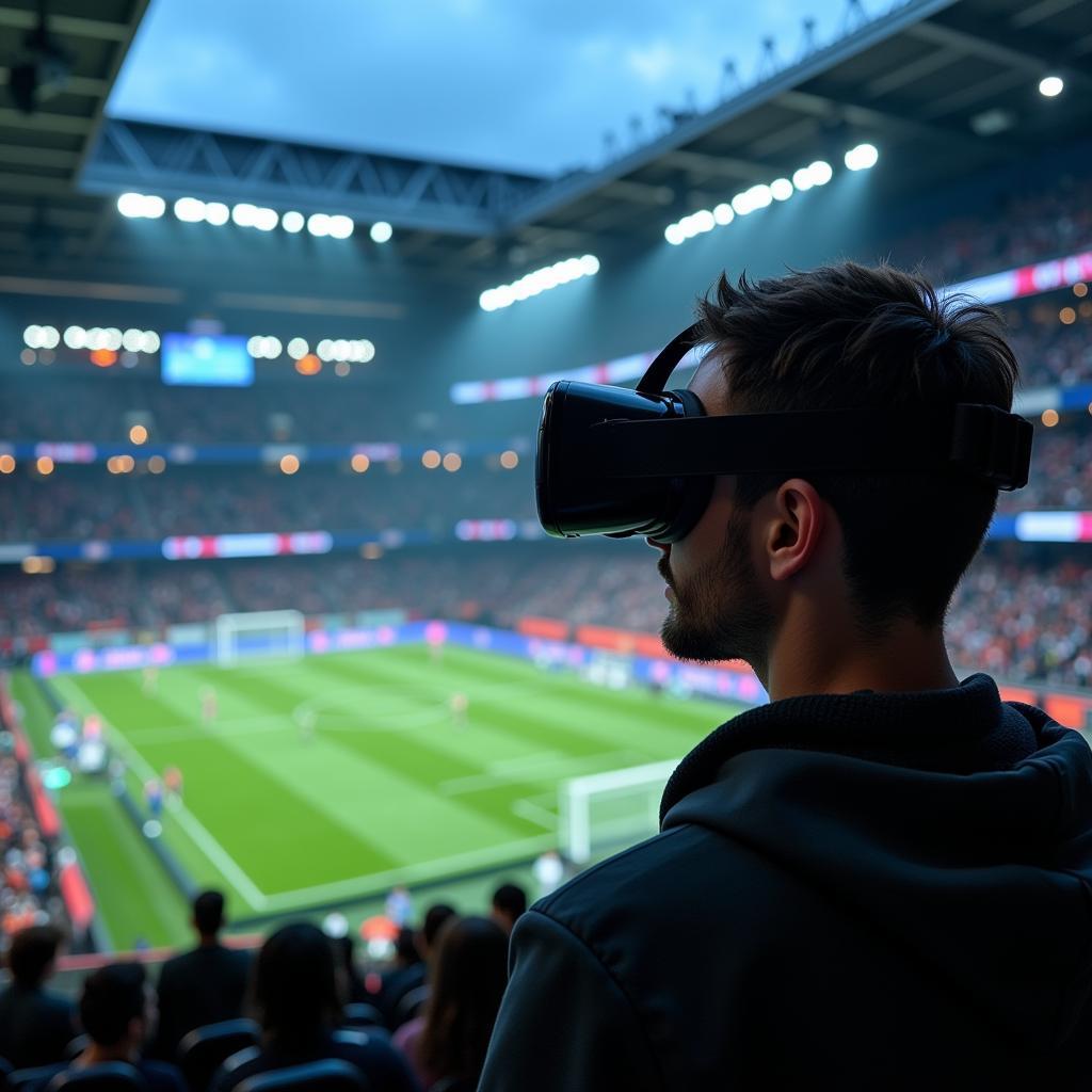 VR Headset Displaying Football Live Player Stats