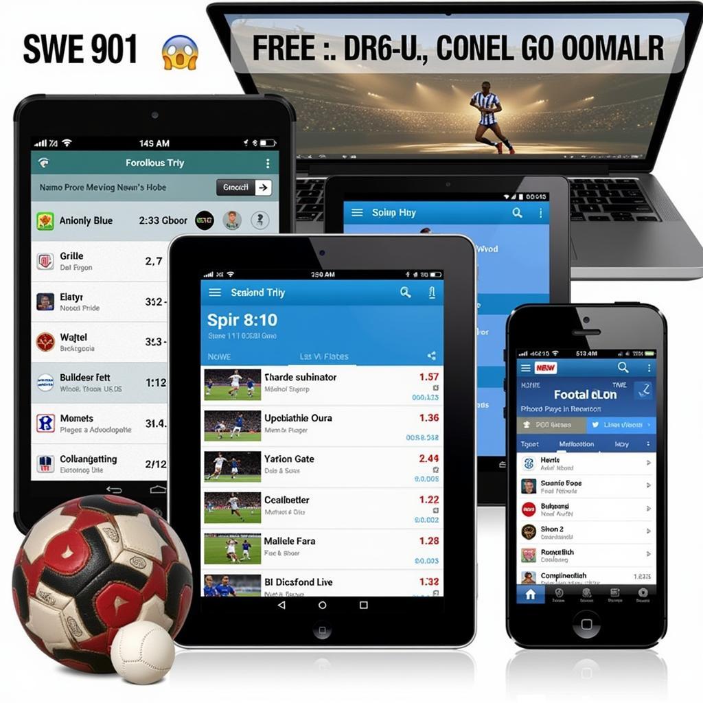 Free football streaming apps on various devices.