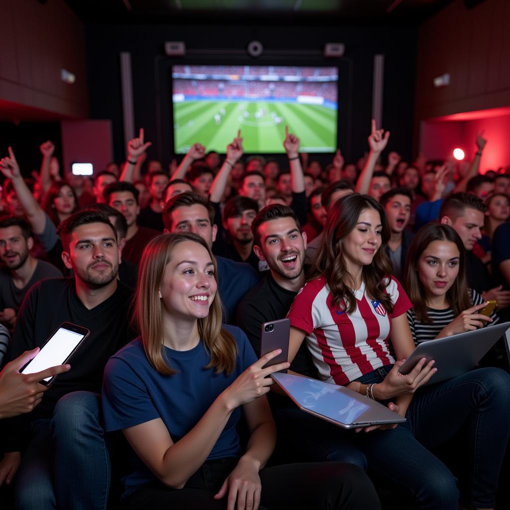 Fans watching Atletico Madrid live stream on various devices