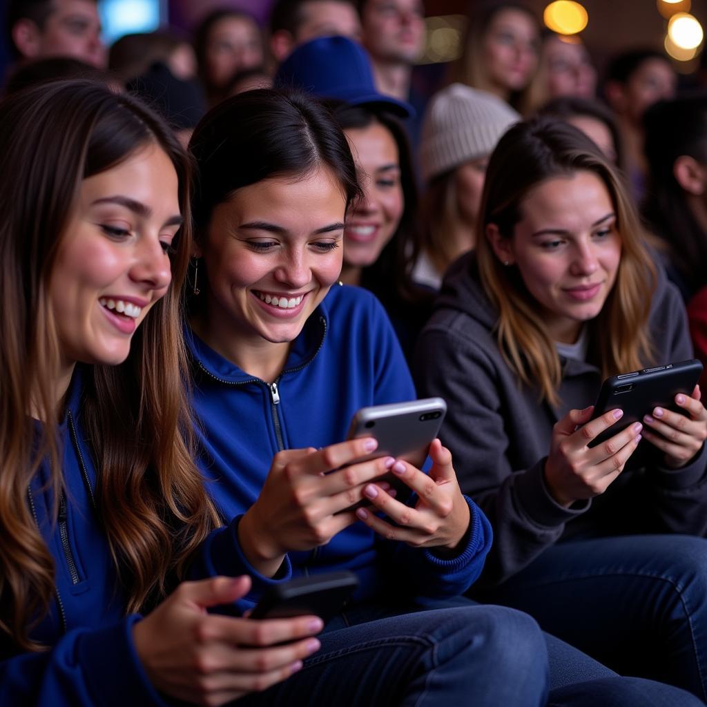 Fans watching Montana State football on their mobile devices.