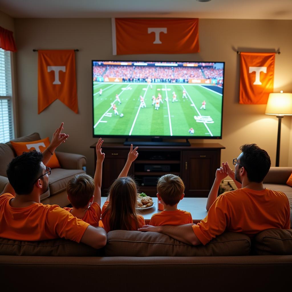 Fans Watching Tennessee Vols Football Live on TV at Home