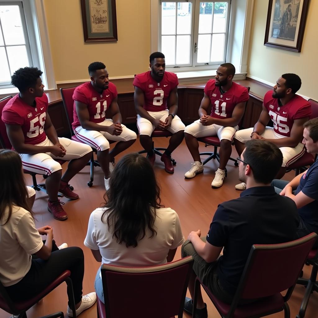 Alabama Football Players Engaging in Community Dialogue