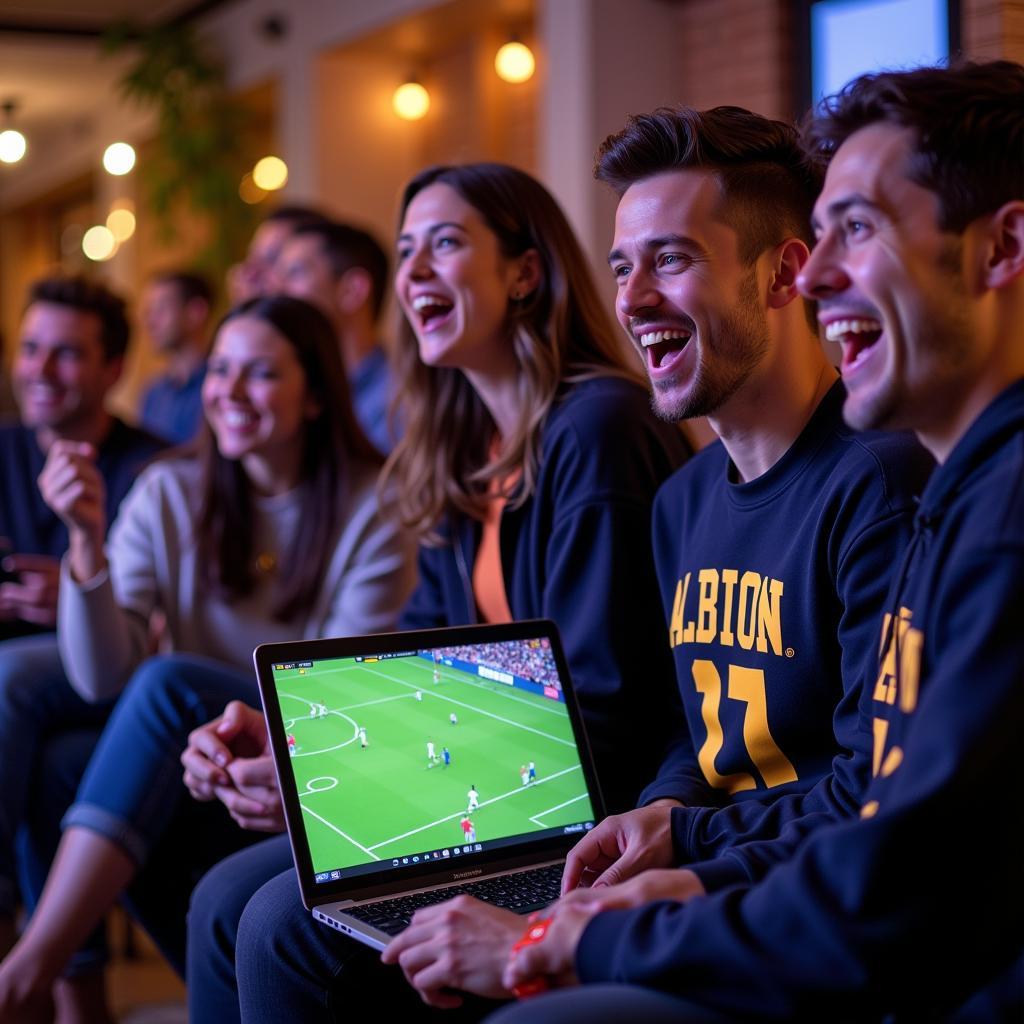 Albion College Football Fans Watching Online