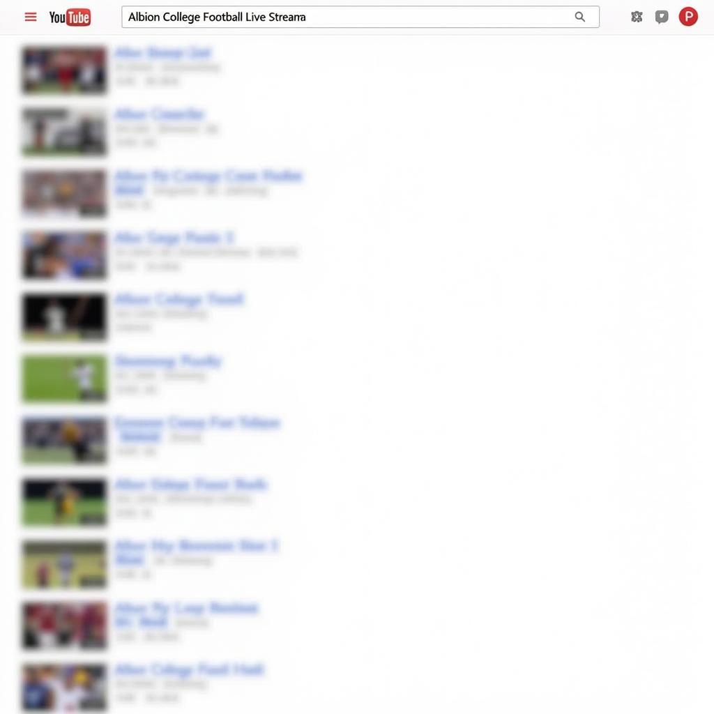 Searching for Albion College Football Live Stream on YouTube