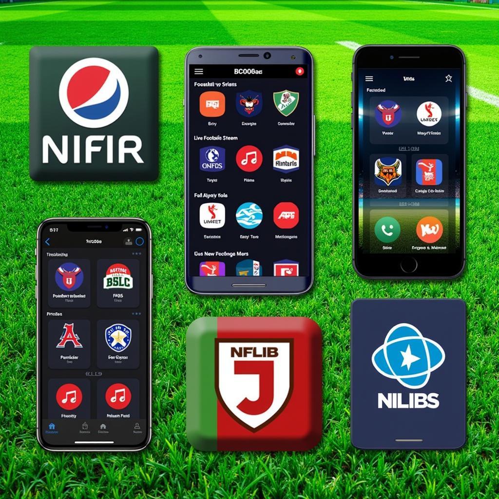 Various All Football Live Stream App Options Displayed on Mobile Devices