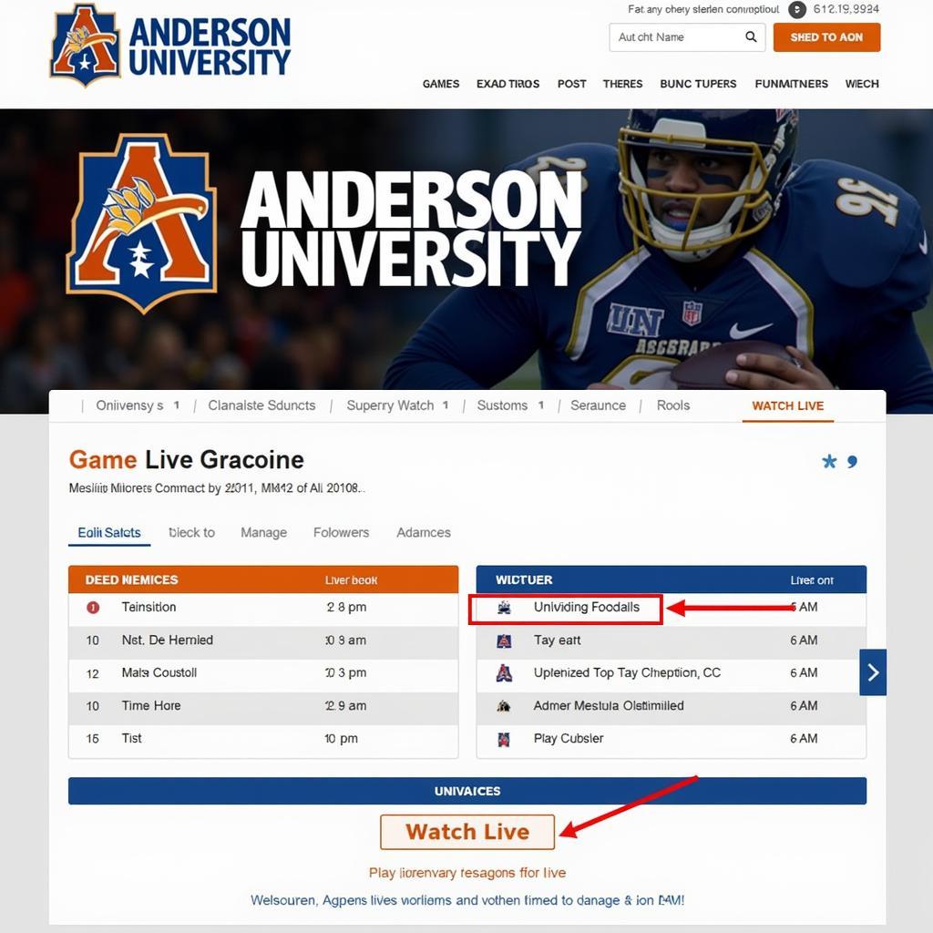 Anderson University Football Live Stream on Official Website