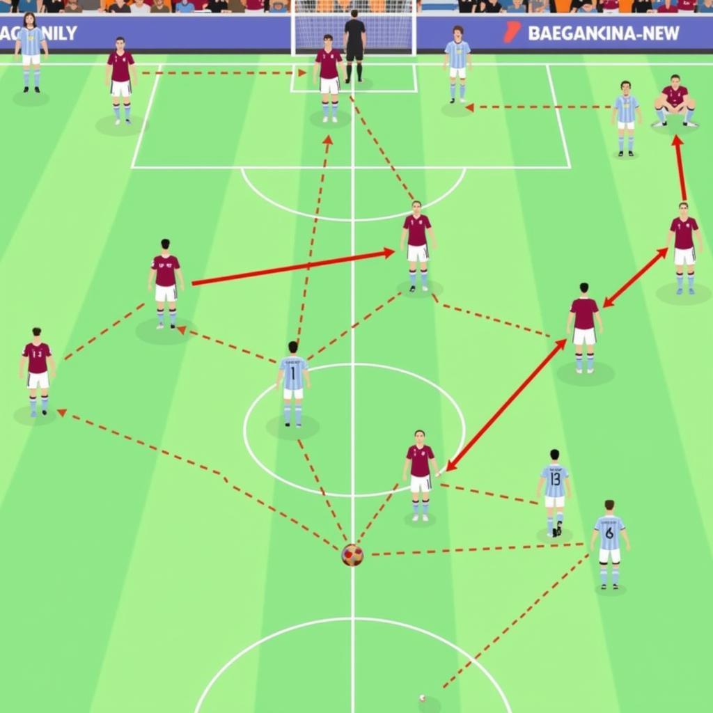 Argentina's attacking formation overwhelms Estonia's defense.