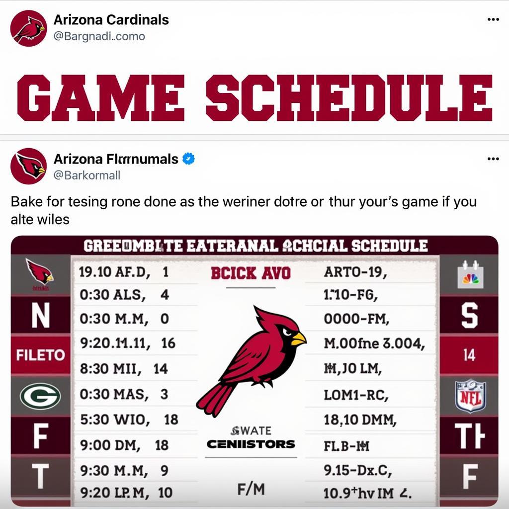 Arizona Cardinals Schedule on Social Media