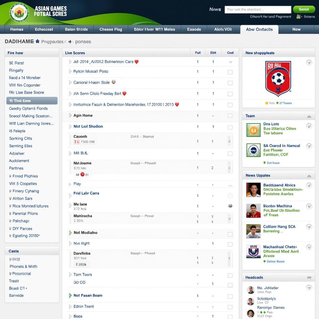 Asian Games Football Live Score Website