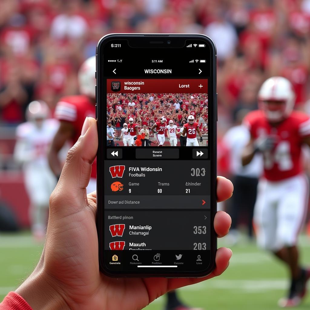 Wisconsin Badger Football Live Score Update on Mobile Phone