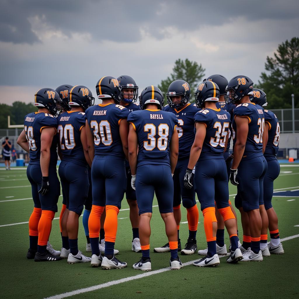 Bayfield Wolverines Football Team Huddle