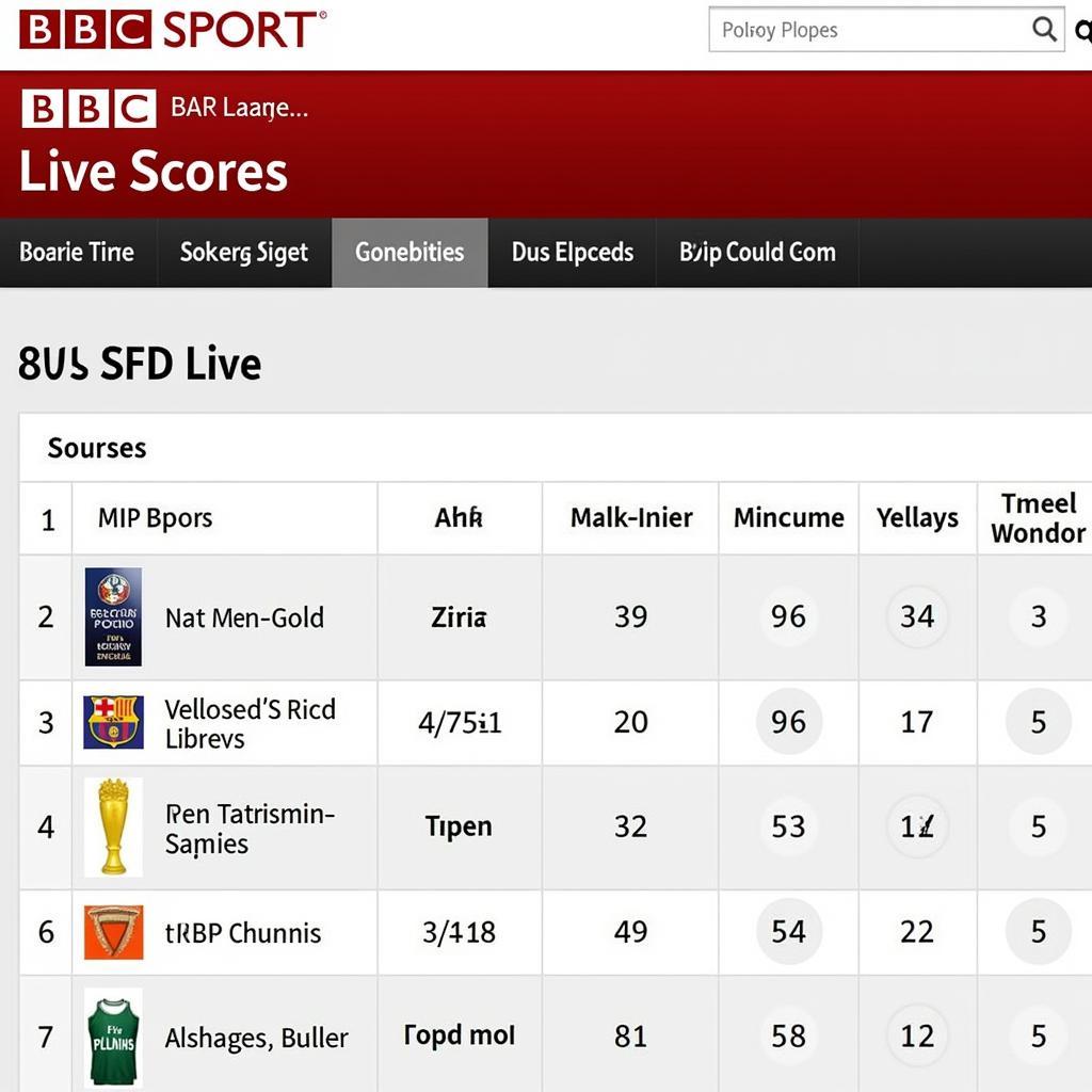 BBC Football Live Results Website