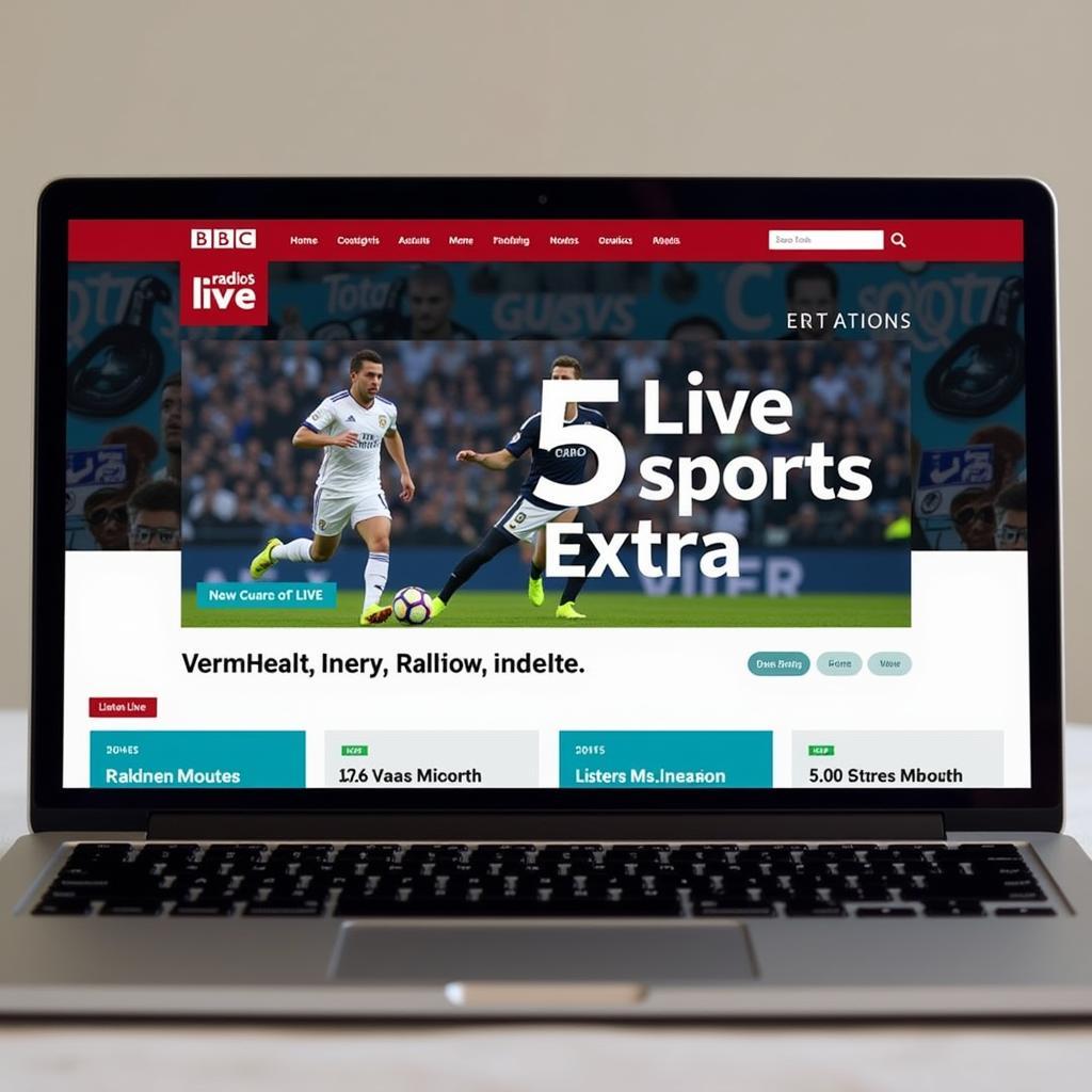 BBC Radio 5 Live Sports Extra Website on a Laptop