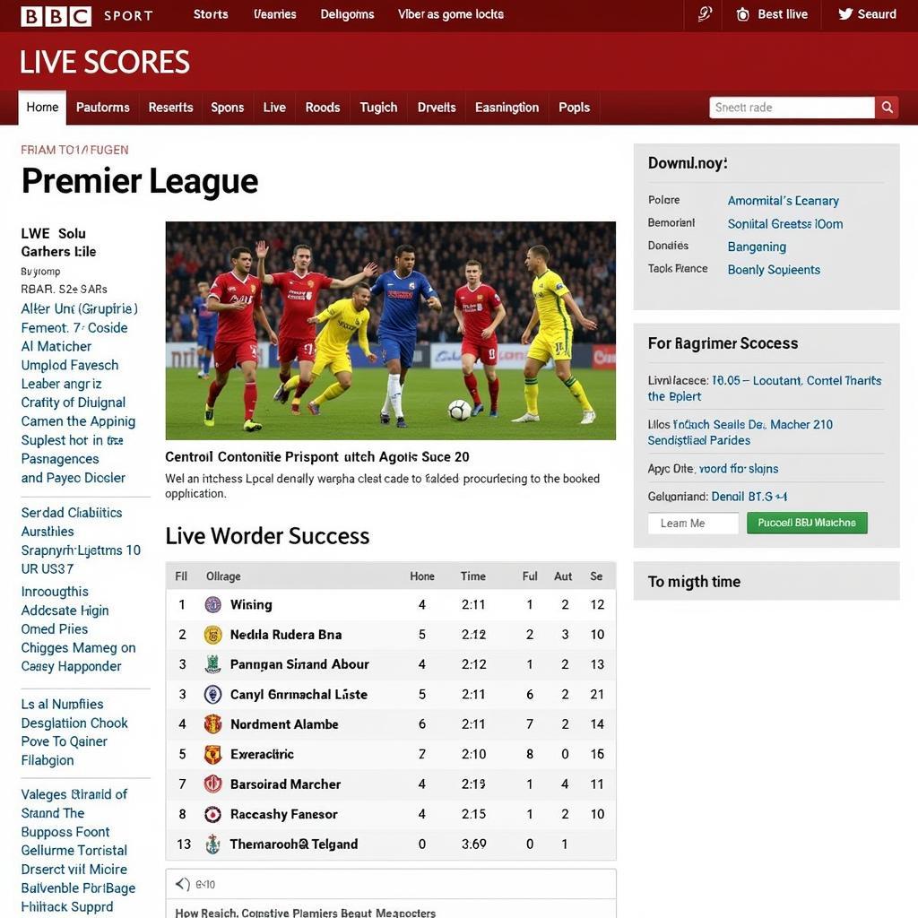 BBC Sport Premier League Live Scores