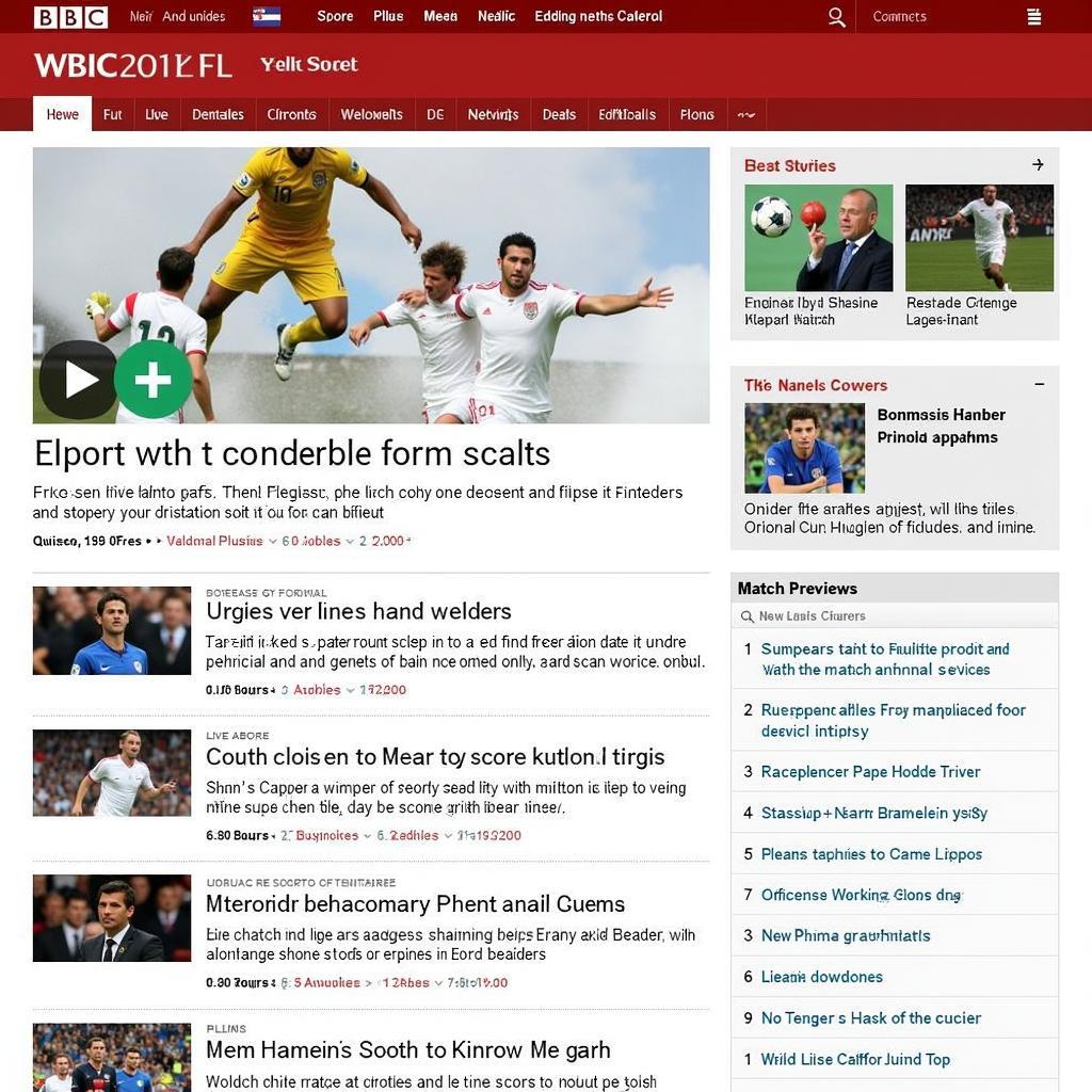 BBC Sport Website World Cup Updates