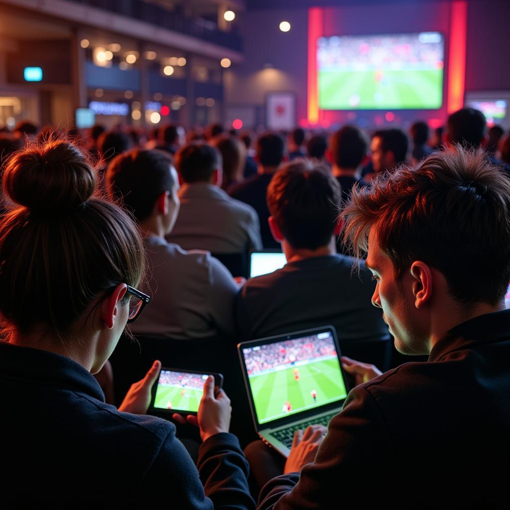 Fans watching BBC Sports football live stream on their devices