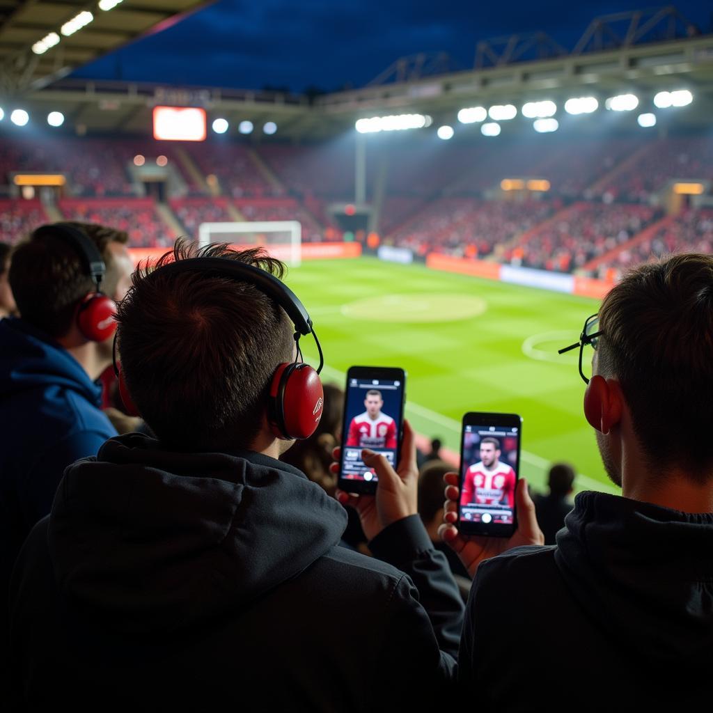 Belfast Football Fans Listening to a Podcast