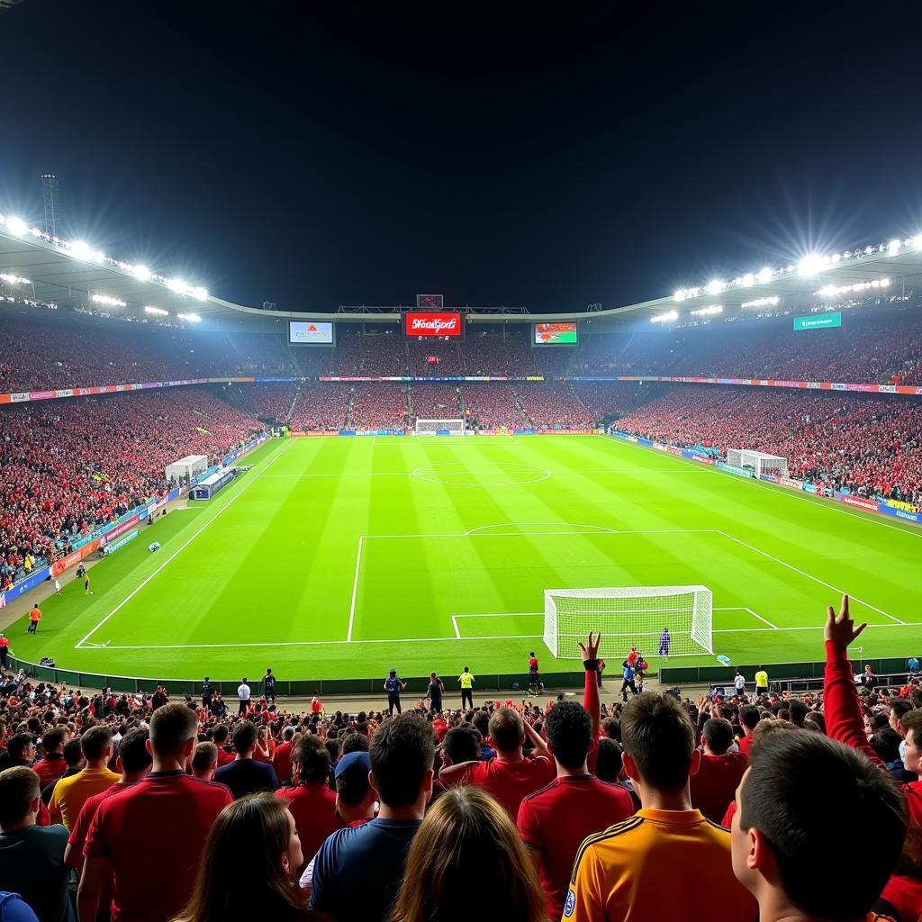 Crowded Stadiums Filled with Fans Watching Live Football