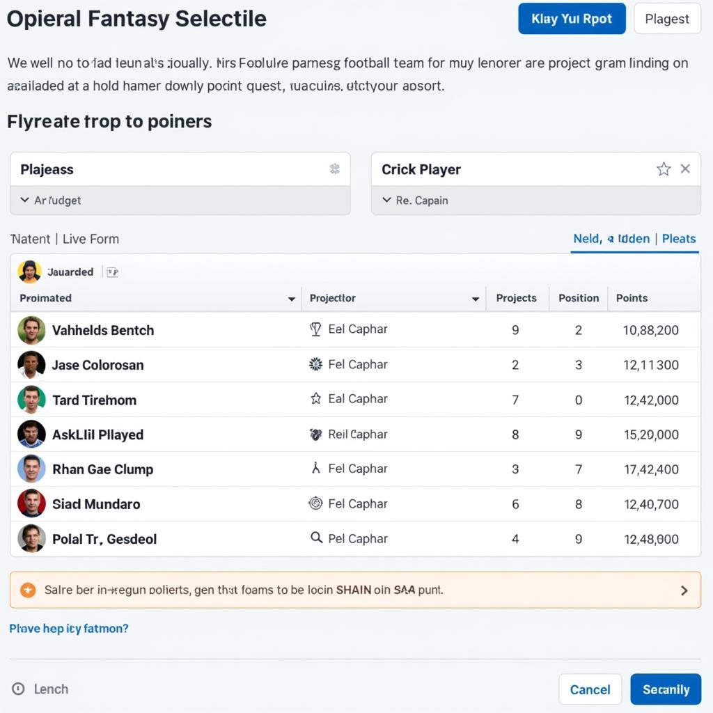 BPS Live Fantasy Football Team Selection