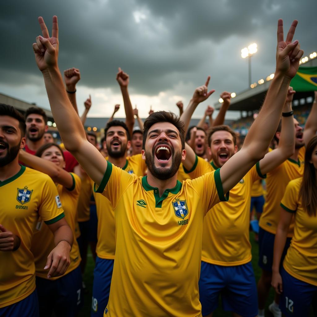 Brazil Football Fans Celebrating