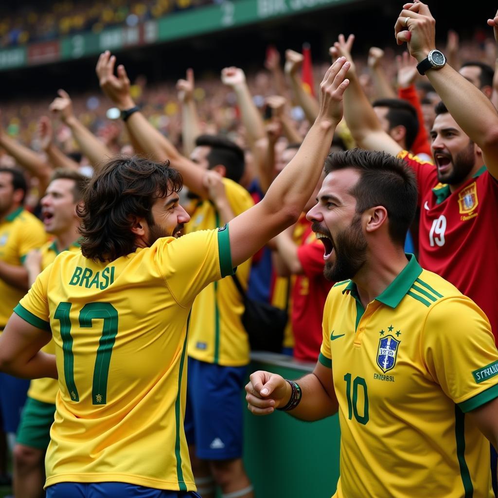 Passionate Fans in Brazil vs Spain Match