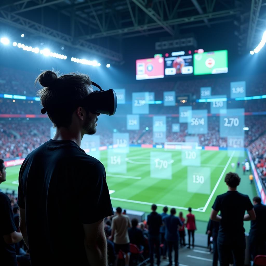 Conceptual image representing the future of BRLD football live with VR technology.