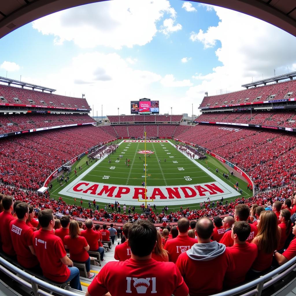 Camp Randall Stadium packed with cheering Badger fans.