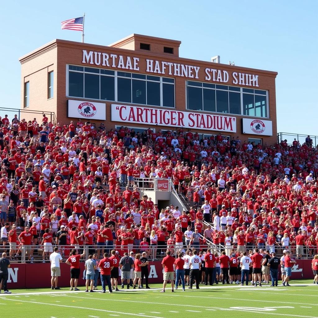 Carthage Tigers football fans filling the stands of David Haffner Stadium