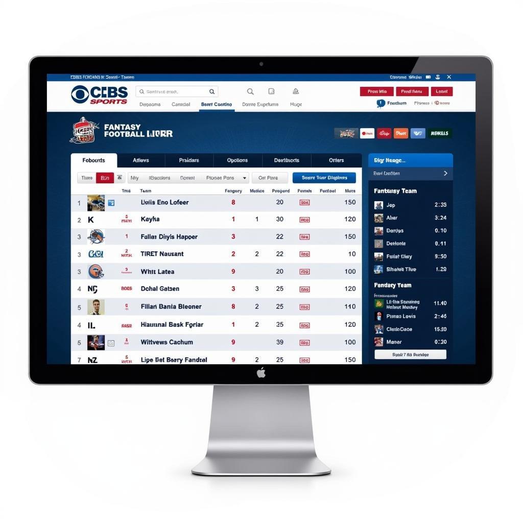 CBS Sports Fantasy Football Live Scoring Interface