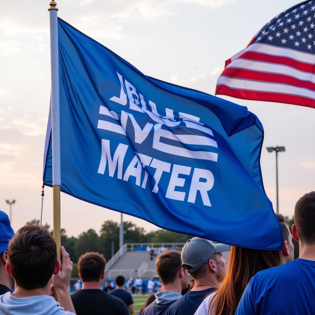 Chardon Football Game: Blue Lives Matter Flag Displayed Alongside American Flag